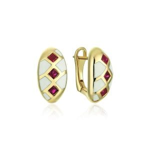 Cetaş Beyaz Mineli Kırmızı Taşlı Küpe X12372EAAY