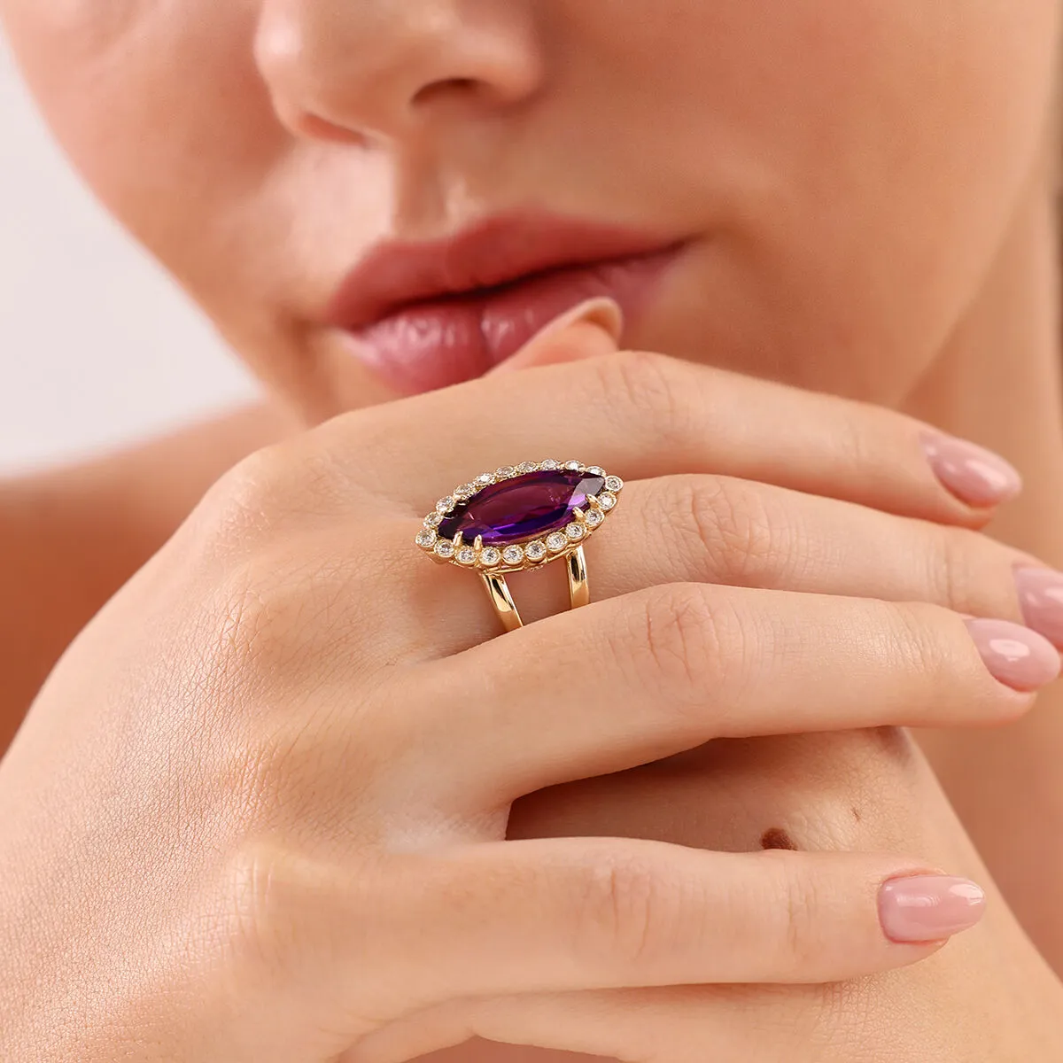 Regold Mor Baget Taşlı Yüzük - Görsel 4