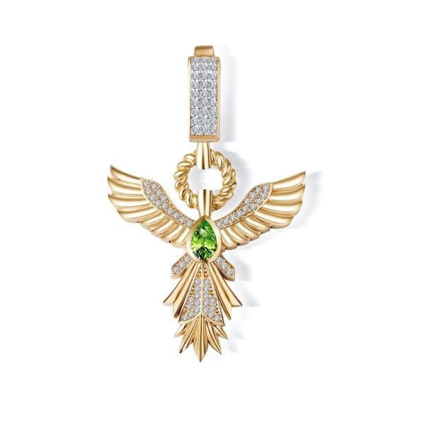 Anka Kuşu Zümrüt Taşlı Charm