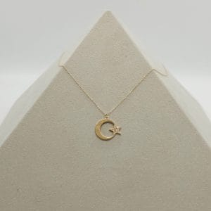 14 Ayar Altın Ay Yıldız Kolye