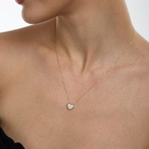 14 Ayar Altın Taşlı Kalp Kolye