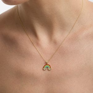 14 Ayar Altın Gökkuşağı Kolye
