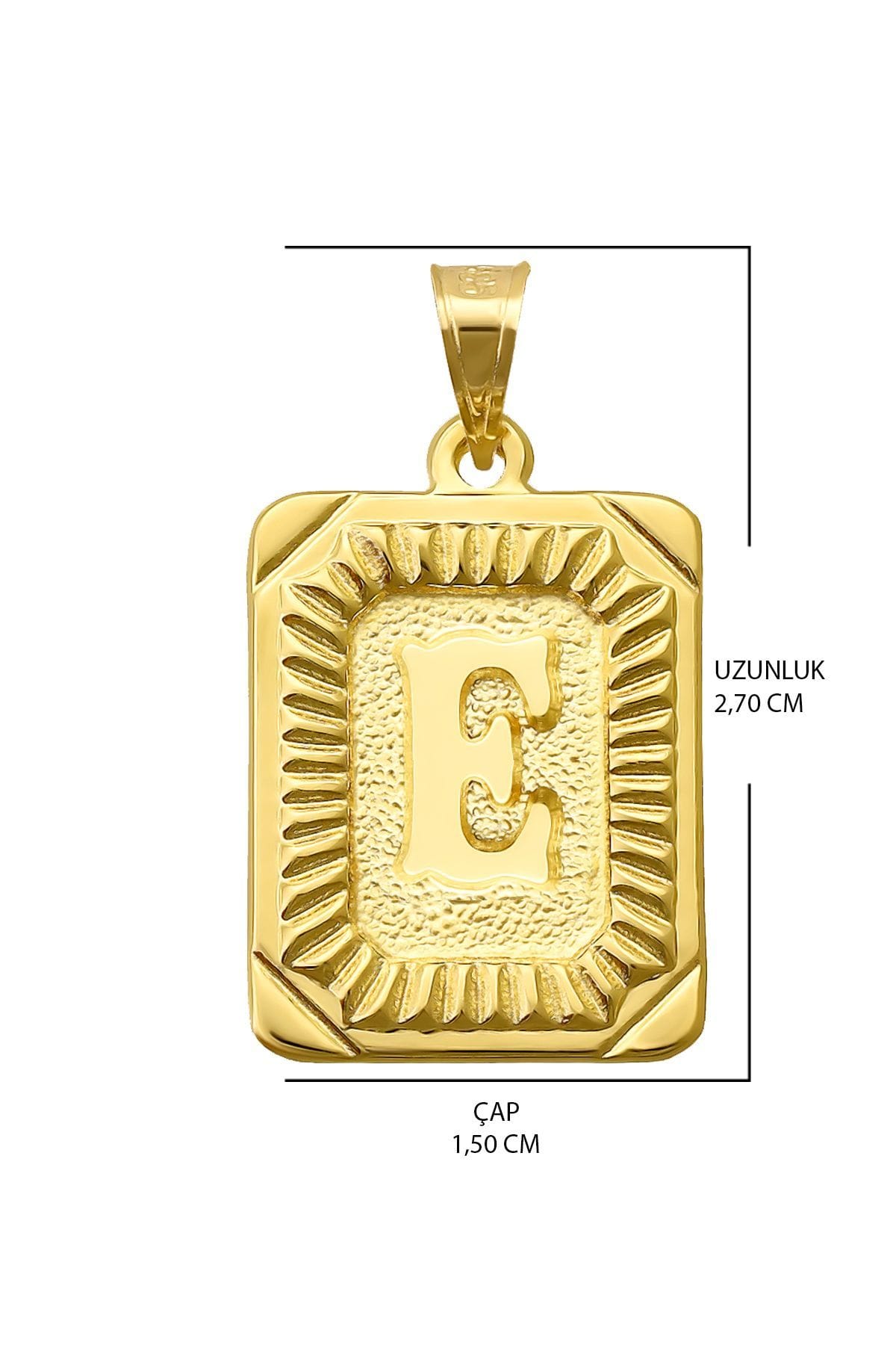 14 Ayar Altın E Harfi Kolye Ucu - Görsel 2