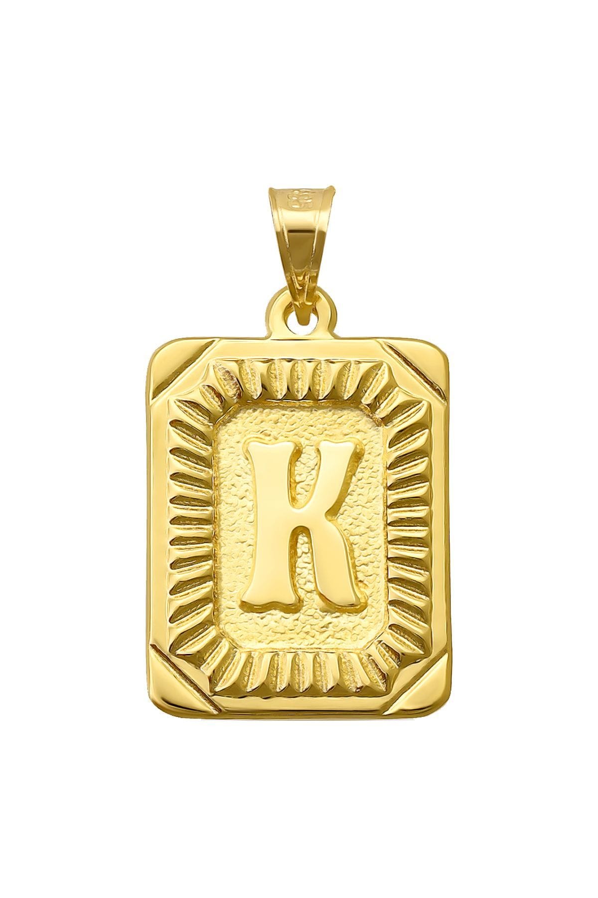14 Ayar Altın K Harfi Kolye Ucu