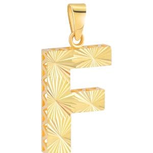14 Ayar Altın F Harfi Kalemli Kolye Ucu
