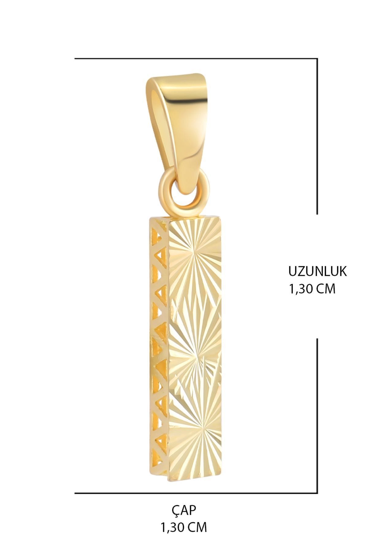 14 Ayar Altın I Harfi Kalemli Kolye Ucu - Görsel 2