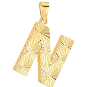 14 Ayar Altın N Harfi Kalemli Kolye Ucu