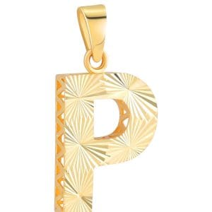14 Ayar Altın P Harfi Kalemli Kolye Ucu