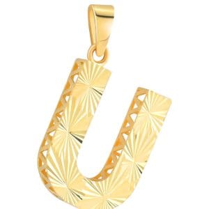 14 Ayar Altın U Harfi Kalemli Kolye Ucu